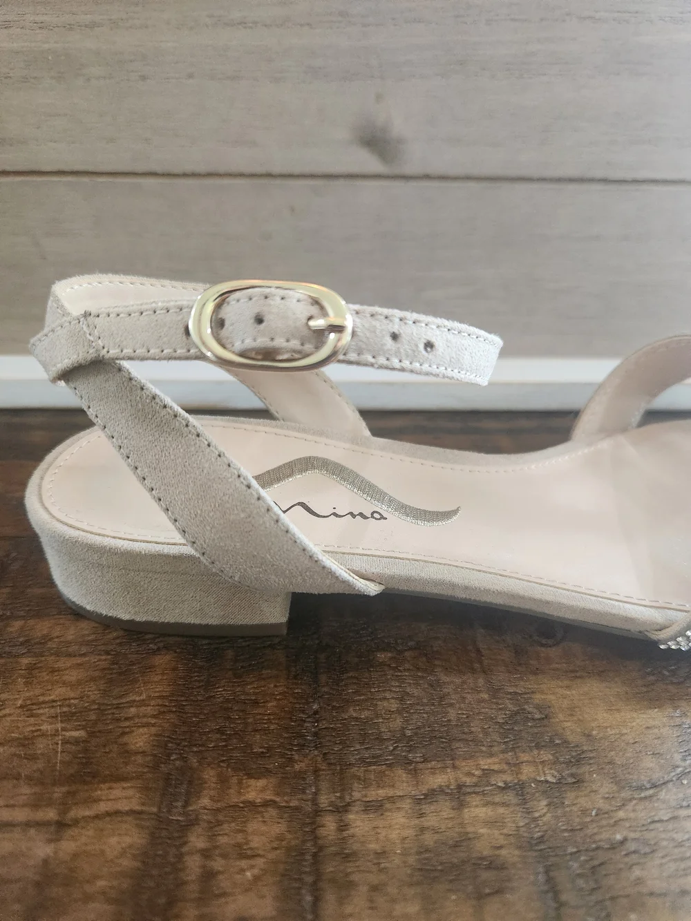 Nina Gold Rhinestone Crisscross Ankle Strap Sandals